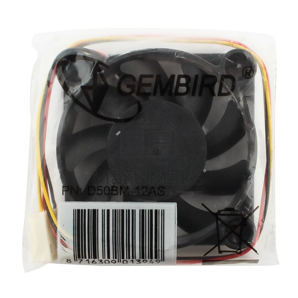 Вентилятор для корпуса Gembird D50BM-12AS-R черный, 50 мм, 5000 об/мин, 25 дБ, 3 pin