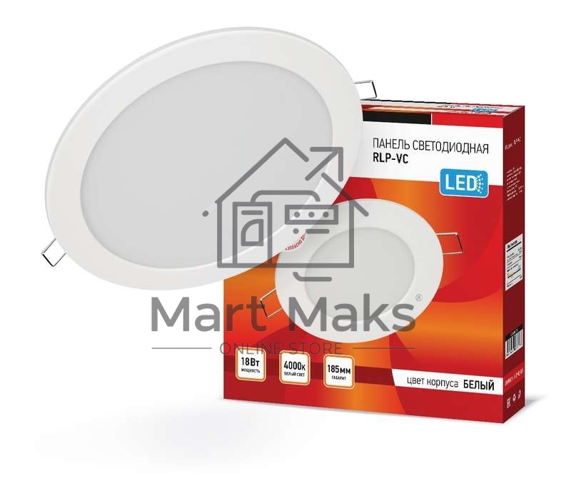 Светильник светодиодный RLP-VC 18Вт 230В 4000К 1440лм 185мм бел. (Аналог Downlight) IP40 IN HOME 4690612023373