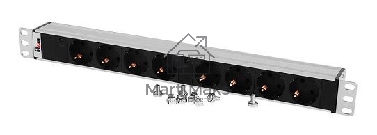 Блок розеток Rem-32 с инд., 8 Schuko, 32A, алюм., 19
