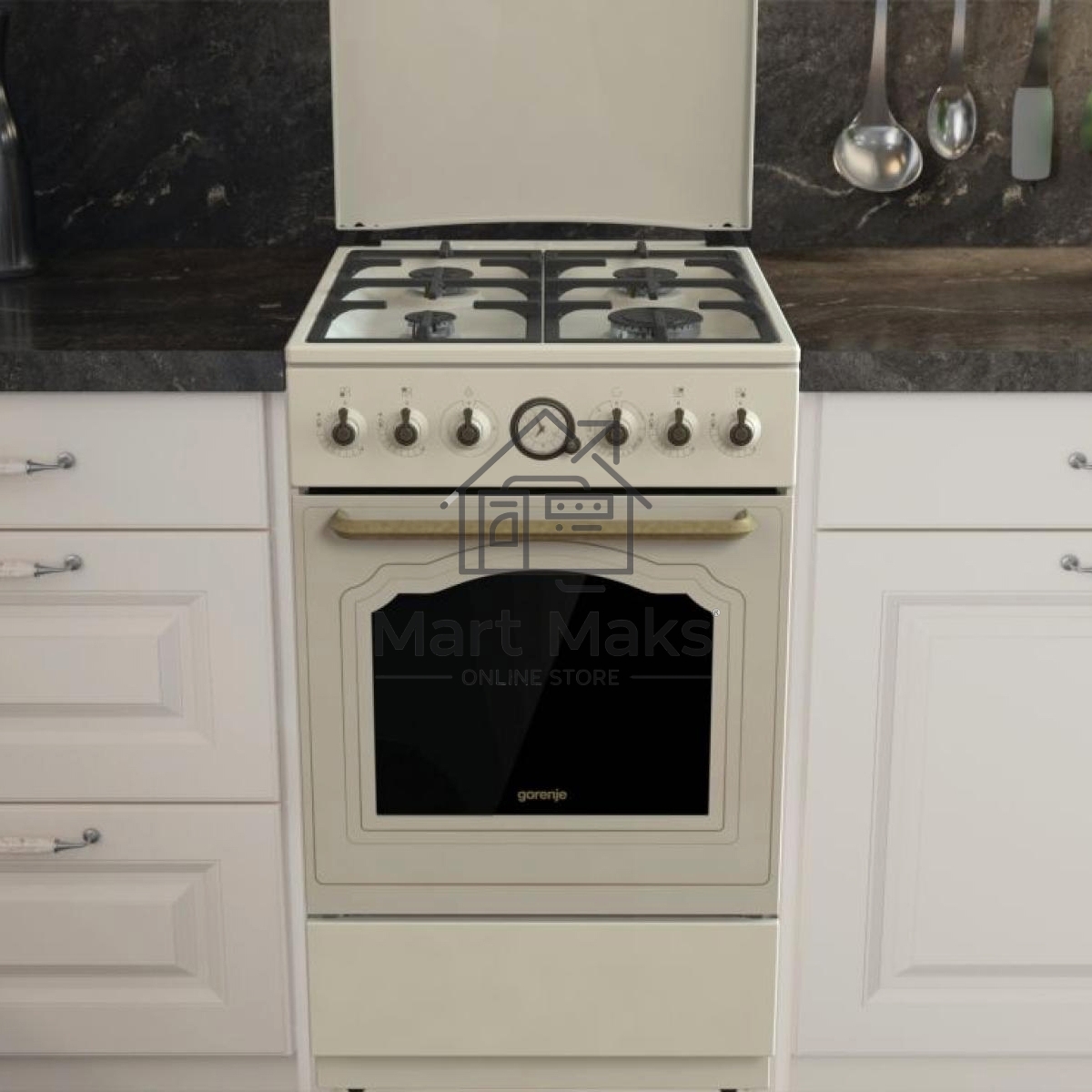 Плита газовая Gorenje GGI5BCLI бежевый, конфорок 4 газовых, духовка 67 л, 50 см x 85 см x 59.4 см