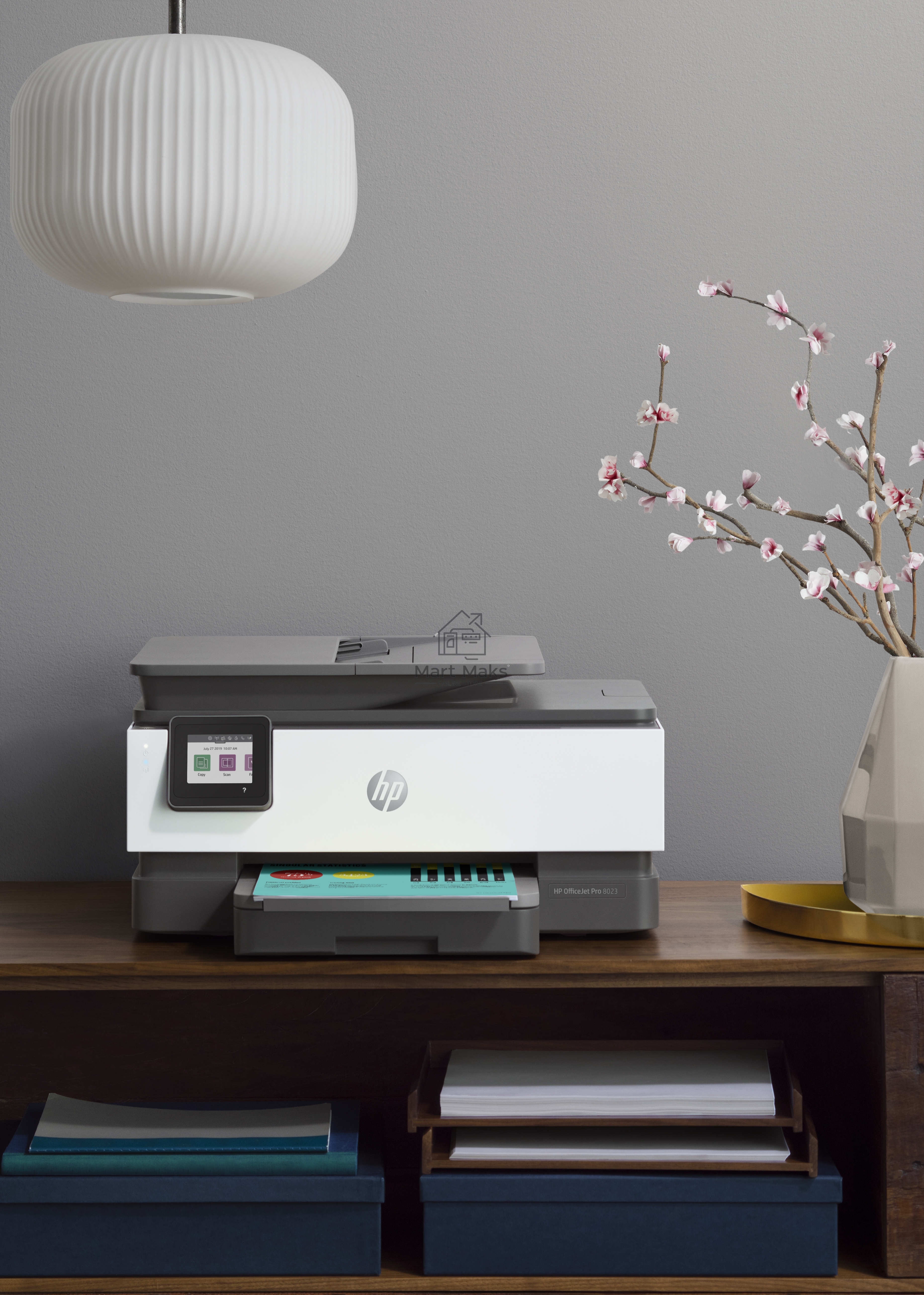МФУ струйный HP OfficeJet 8023 (1KR64B), A4, цвтной, печ. до 20 стр/мин. (ч/б), до 10 стр/мин. (цвет), скан. до 8 стр/мин. (ч/б) 3.5 стр/мин. (цвет), 1200 x 1200 dpi, USB, RJ-45, Wi-Fi, Air Print