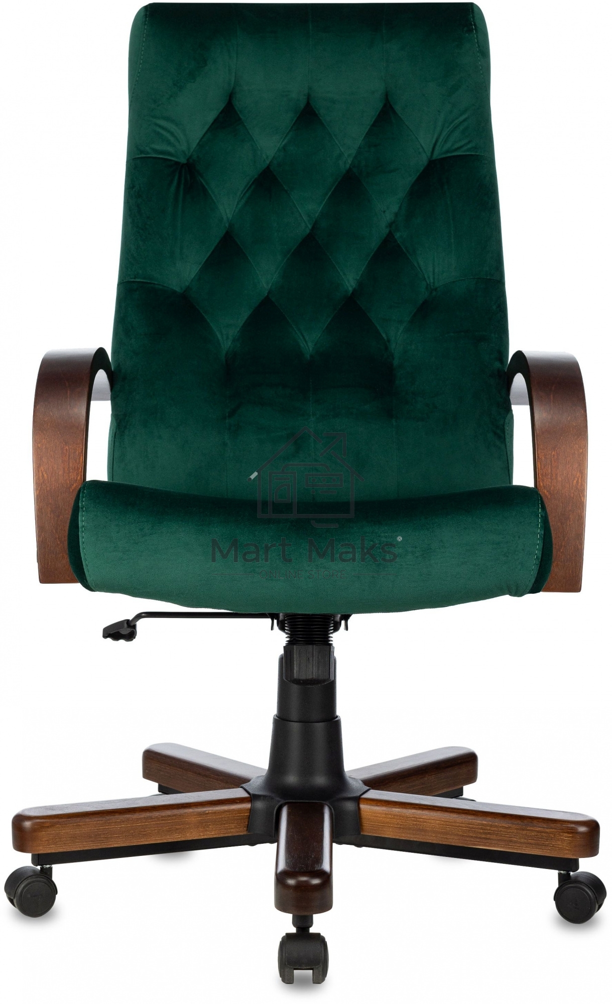 Кресло руководителя Бюрократ T-9928WALNUT Fabric Italia Green зеленый, крестов. металл/дерево