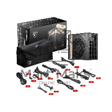 Блок питания MSI MEG Ai1300P (306-7ZP4A11-CE0), 1300Вт, 80 PLUS Platinum, 120мм, модульный, черный/золотой