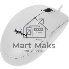 Мышь проводная Logitech B100 белый, 1000 dpi, USB, кнопки - 3