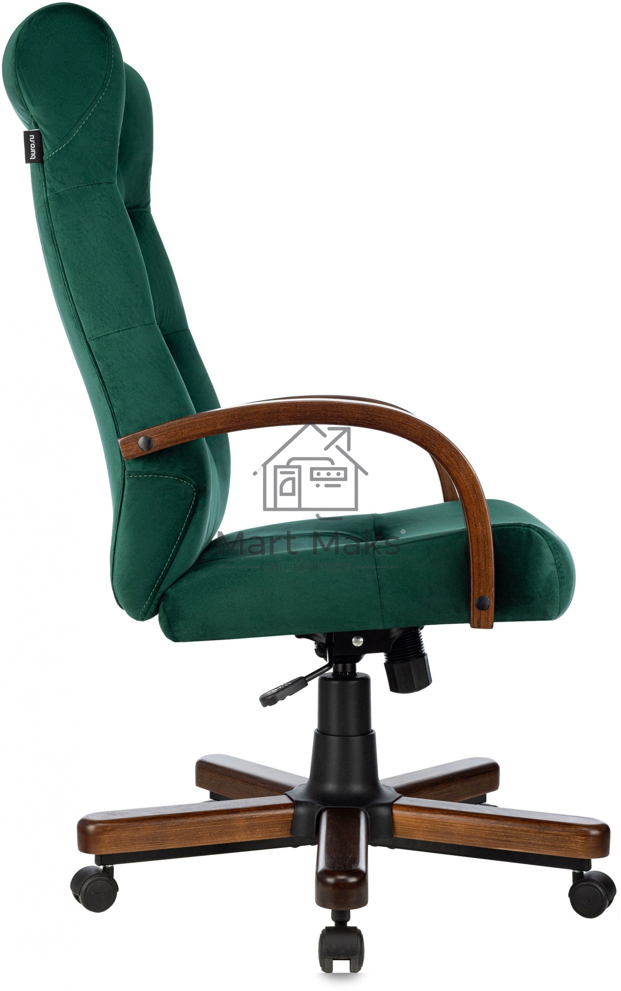 Кресло руководителя Бюрократ T-9928WALNUT Fabric Italia Green зеленый, крестов. металл/дерево