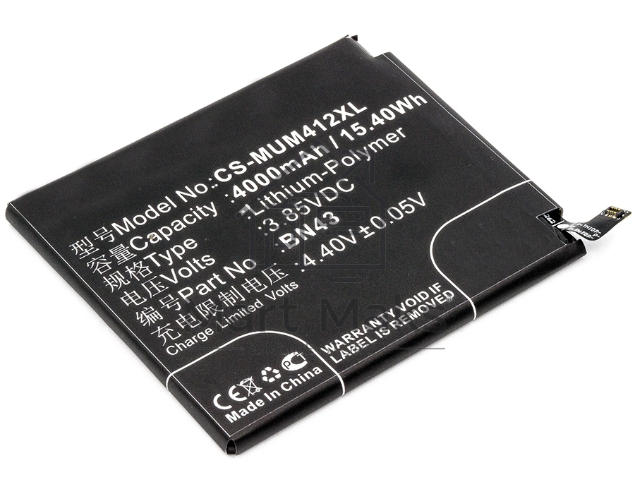 Аккумулятор CameronSinoCS-MUM412XL BN43 для Xiaomi Redmi Note 4X (Ch.Version) 3.85V / 4000mAh / 15.40Wh