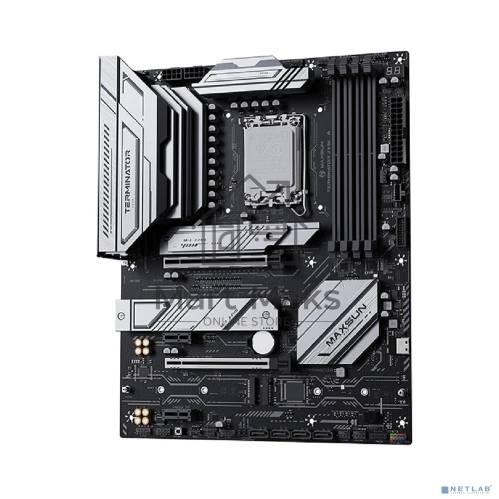 Материнская плата Maxsun Terminator Z890-A, LGA1851, Intel Z890, 4xDDR5, 4xSATA, 4xM.2, 1xPCIe 5.0 x16, 1xPCIe 4.0 x4, 2xPCIe 4.0 x1, 1xDP, 1xHDMI, 1x2.5Gb LAN, Wi-Fi 6, Bluetooth 5.2, 1xUSB-C 40Gbps, 1xUSB-C 20Gbps, 4xUSB-A 5Gbps, 2xUSB-A 10Gbps, 2xUSB-A
