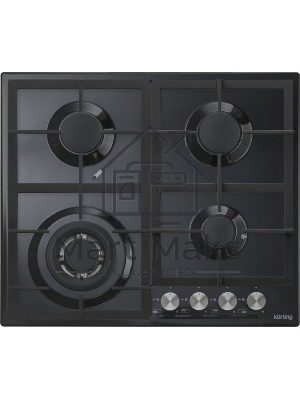 Встраиваемая газовая панель Korting HG 665 CTN, электроподжиг, газ-контроль, чугунные решетки, в комплекте - подставка WOK и адаптер для кофейника, цвет-матовый черный