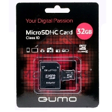 Флеш карта QUMO QM32GMICSDHC10U1 32Gb MicroSDHC Class 10 UHS-I, SD adapter