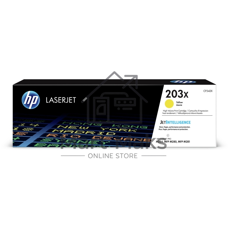 Картридж лазерный HP CF542X (HP 203X) жёлтый для HP LaserJet M254/M280/M281 2500 страниц.