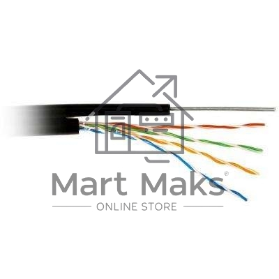 Кабель витая пара U/UTP кат.5E 4х2х24AWG solid CU PE Outdoor трос черный (м) Rexant 01-0046
