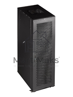 Шкаф серверный Lanmaster (TWT-CBB-42U-8X10-G1) напольный 42U 800x1000мм пер.дв.стекл задн.дв.двуст. 2 бок.пан. 800кг черный IP20