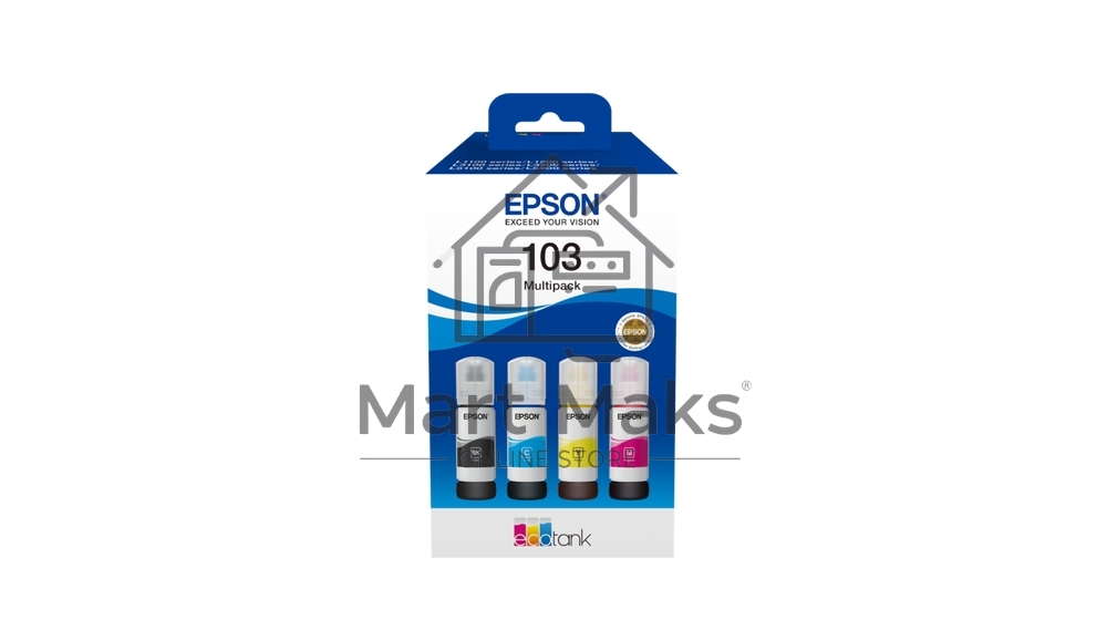 Комплект контейнеров с  чернилами EPSON 103 EcoTank для L1110/ L3100/ L3101/ L3110/ L3150/ L3151/ L3156/ L3160/ L3260/ L3266/ L5190/ L5290
