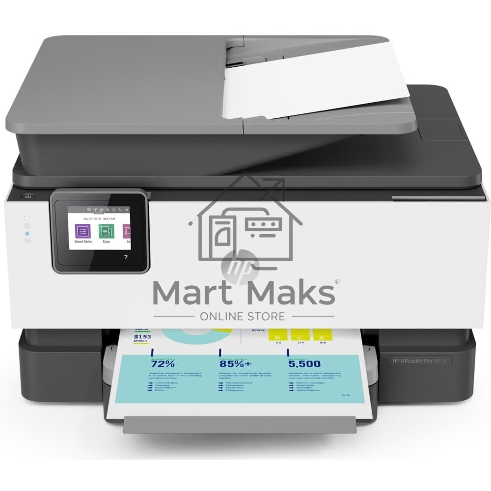 МФУ струйный HP OfficeJet Pro 9013 AiO Printer, A4, цветной, печ. до 32/18 стр/мин. (ч/б/цв.), скан. до 8 стр/мин., 1200 x 4800 dpi (печ.), 1200x1200dpi (скан.), USB, RJ-45, Wi-Fi