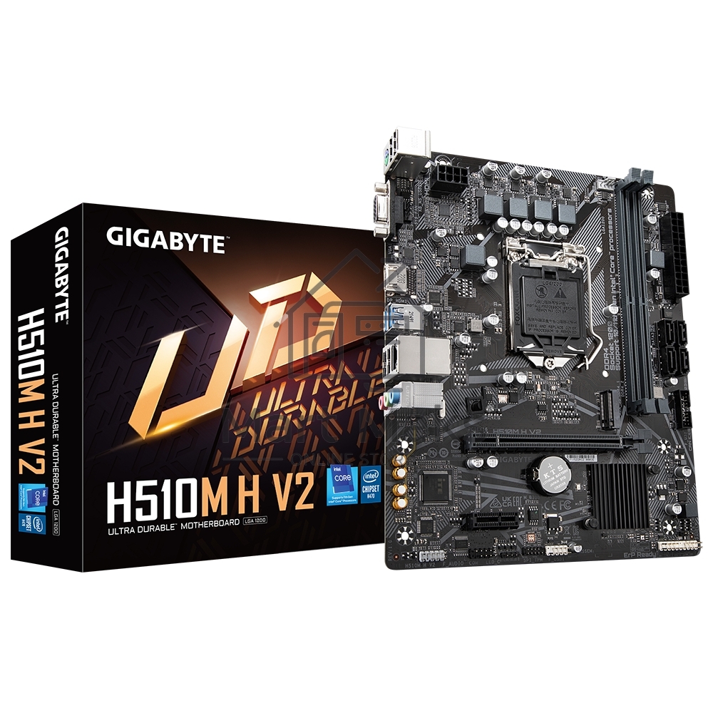 Материнская плата Gigabyte H510M H V2, LGA 1200, Intel H470, 2xDDR4, 4xSATA 6 Гбит/с, 1xM.2, 1xPCIe 3.0 x16, 1xPCIe 3.0 x1, 1xHDMI, 1xVGA, 1x 1Gb LAN, 2xUSB-A 3.2 Gen 1, 4xUSB-A 2.0, 3x3.5 мм, 7.1, Micro ATX