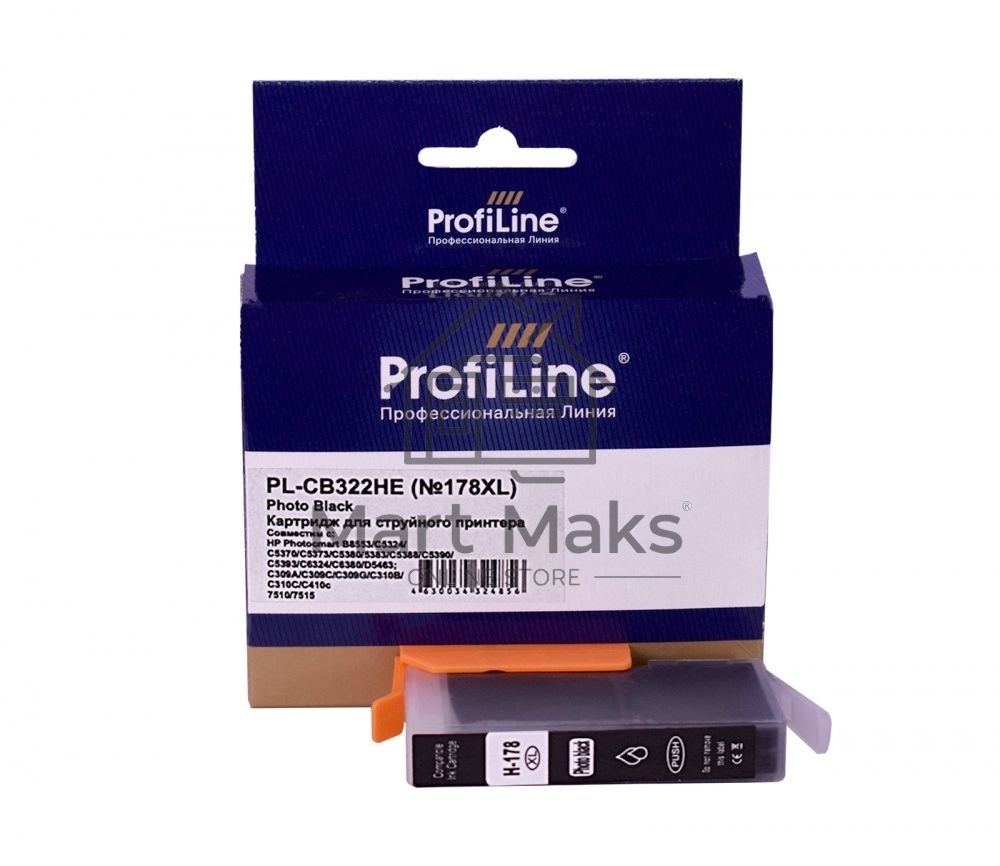 Картридж струйный ProfiLine PL-CB322HE №178XL для принтеров HP Photosmart C5380/C5383/C6380/C6383/D5460/D5463/Premium Fax/Pro B8553 Photo Black водн