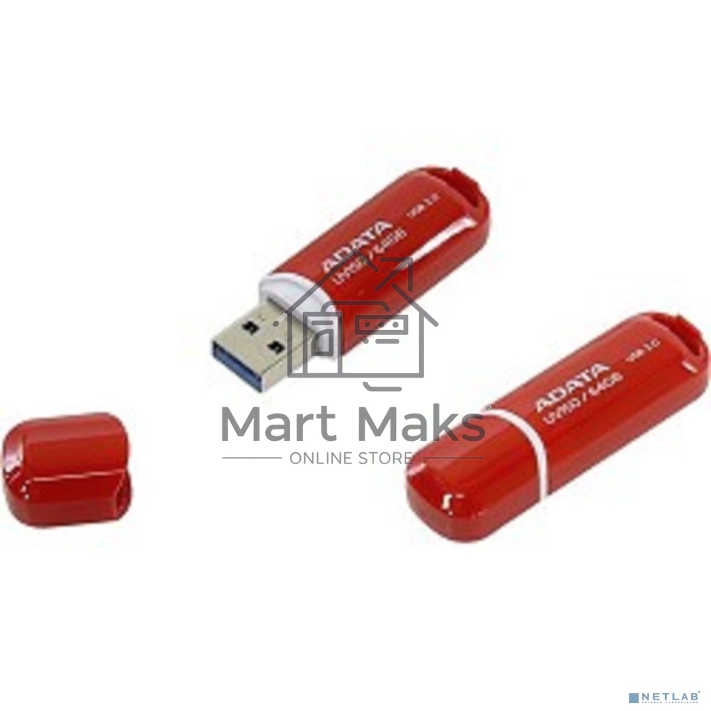 Флешка USB R/W R/W ADATA 64GB ADATA UV150, USB 3.0, Красный