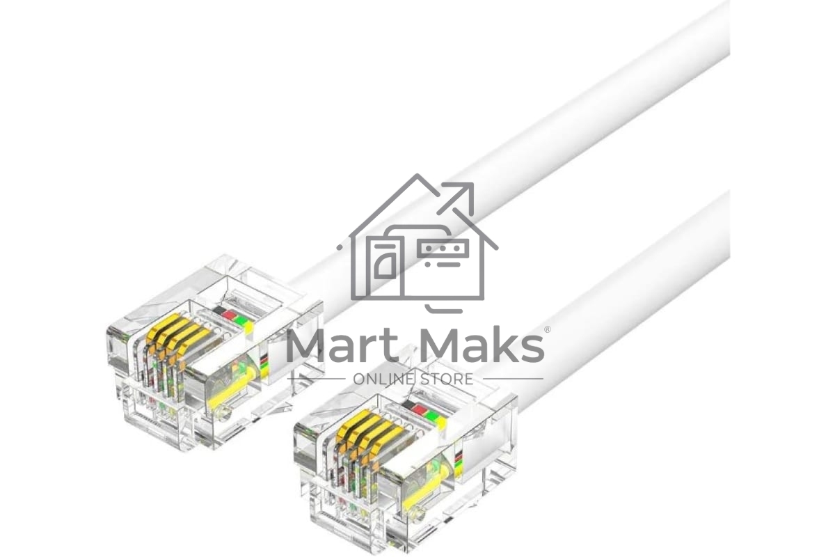 Кабель телефонный Vention плоский RJ11 (6P4C) - 2м. белый