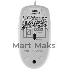 Мышь проводная Logitech B100 белый, 1000 dpi, USB, кнопки - 3