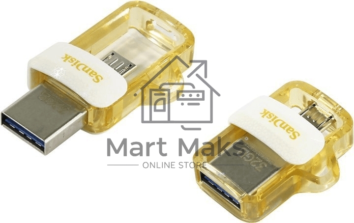 Флешка USB R/W R/W 64GB SanDisk Ultra Android Dual Drive OTG, m3.0/USB 3.0, White-Gold