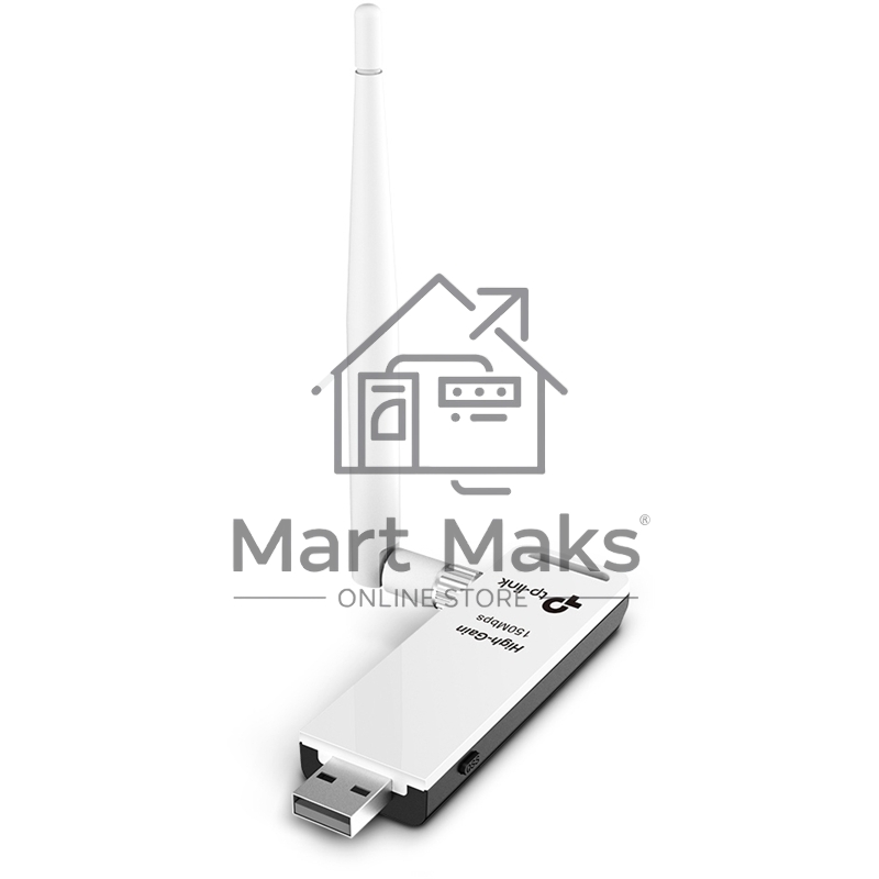 Адаптер TP-Link SOHO TL-WN722N 150Mbps High Gain Wireless N USB Adapter with Cradle, 1T1R, 2.4GHz, 802.11n/g/b, 1 detachable antenna