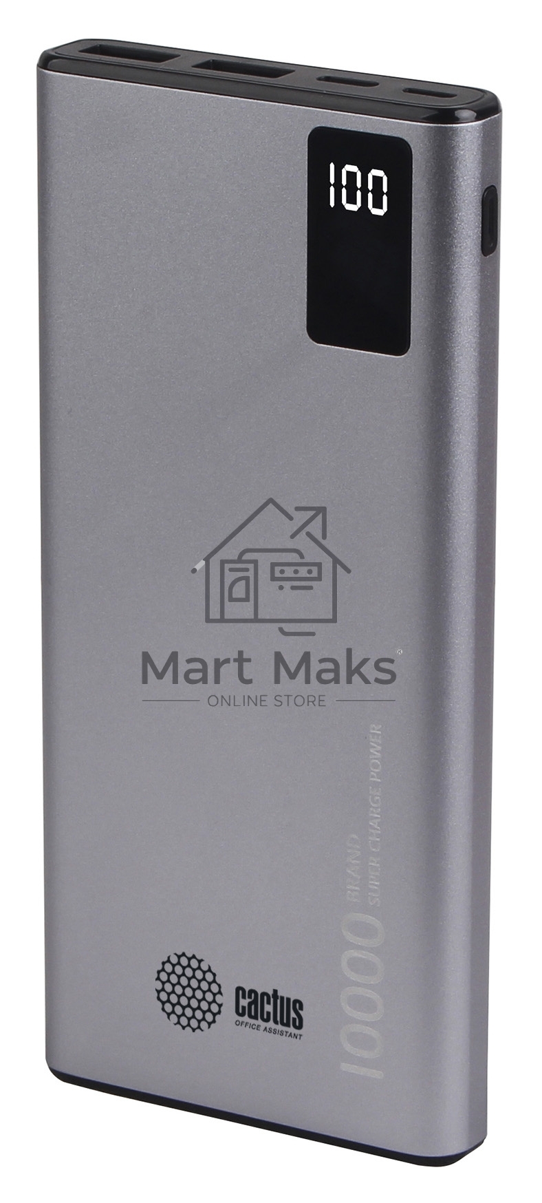Портативный аккумулятор Cactus CS-PBFSLT-10000 10000mAh 3A 2xUSB серый