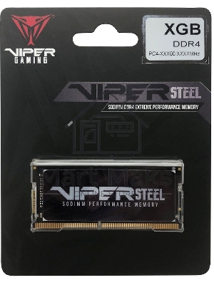 Оперативная память Patriot Viper Steel, DDR4, 8Gb (1x8Gb), 3200MHz, CL22, с радиатором, черный, SO-DIMM