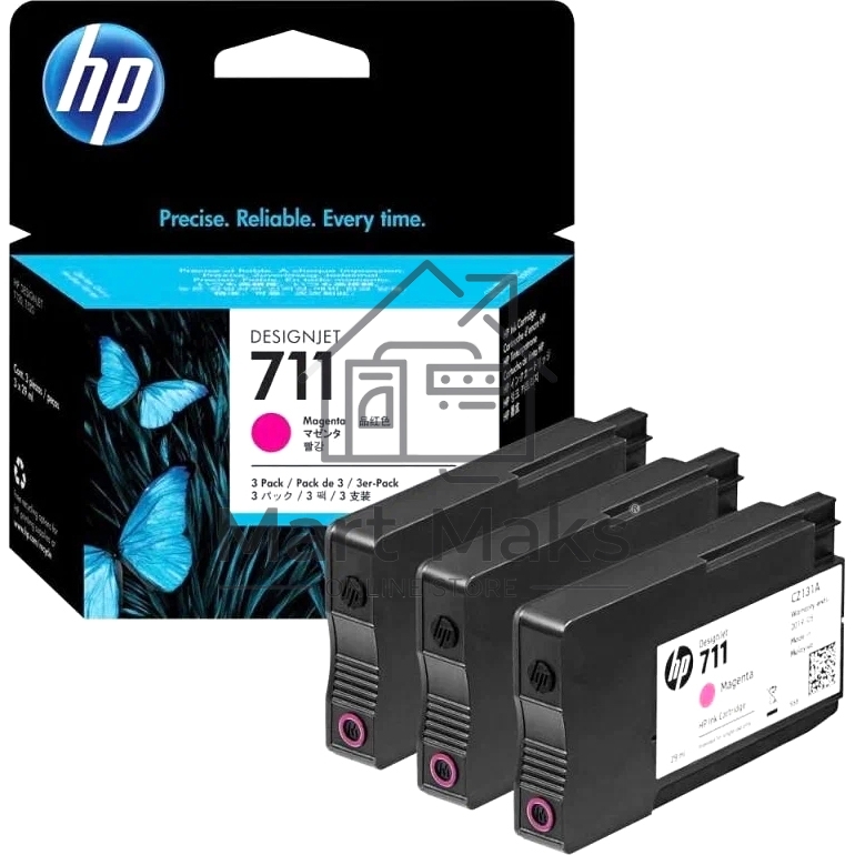 Картридж струйный HP №711 CZ135A пурпурный x3уп. для HP DJ T120/T520