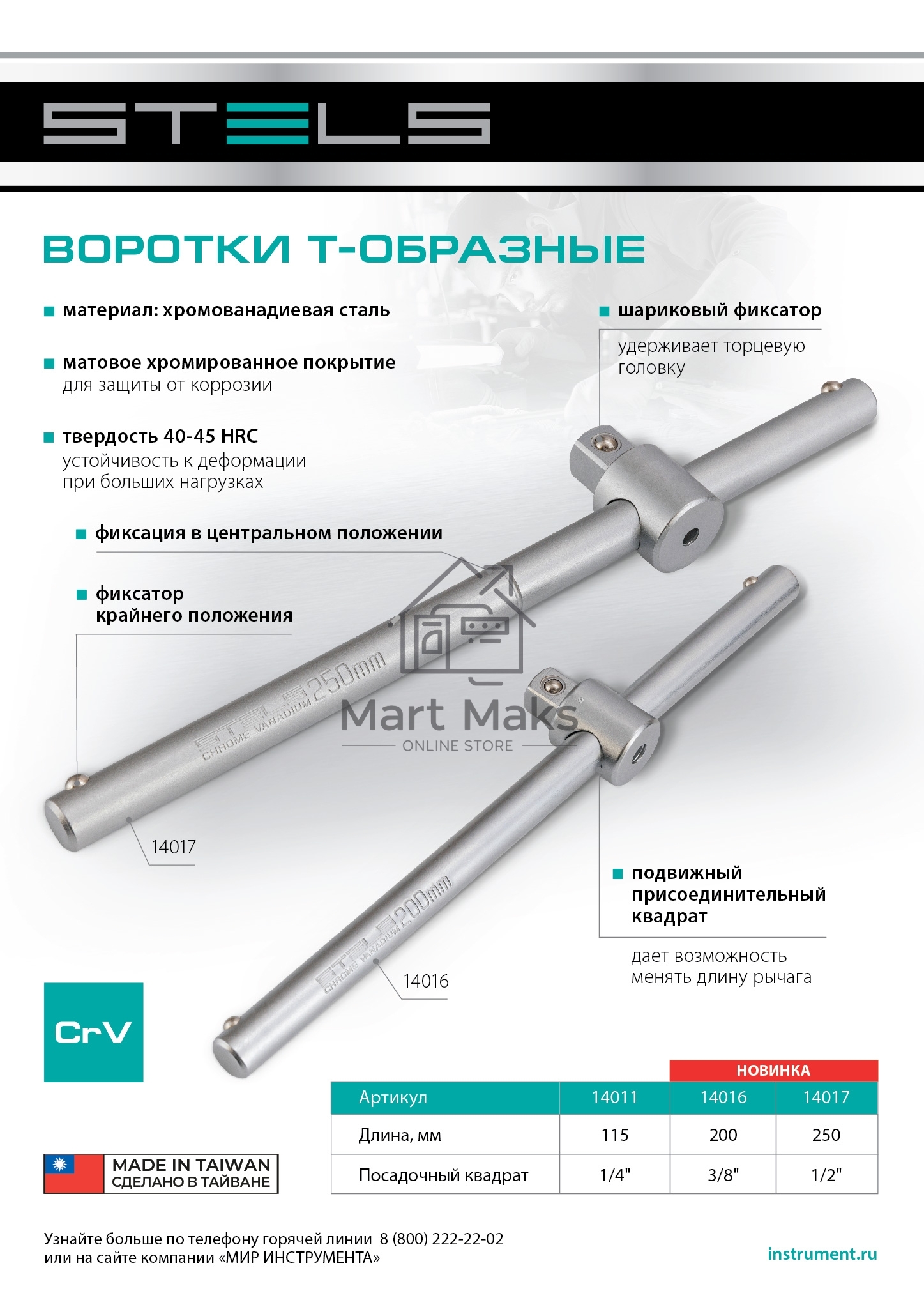 Вороток, 115 мм, квадрат 1/4