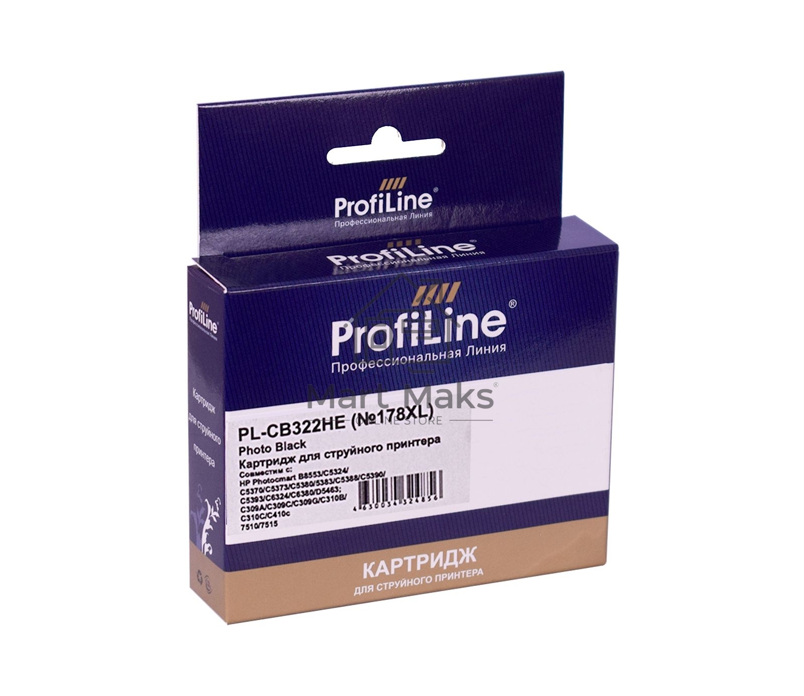 Картридж струйный ProfiLine PL-CB322HE №178XL для принтеров HP Photosmart C5380/C5383/C6380/C6383/D5460/D5463/Premium Fax/Pro B8553 Photo Black водн