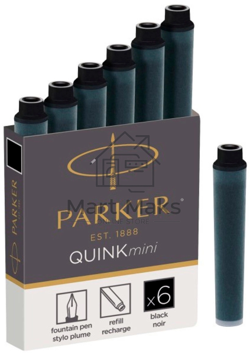 Картридж Parker Quink Z17 Mini (CW1950407) черные чернила, для ручек перьевых (6шт)
