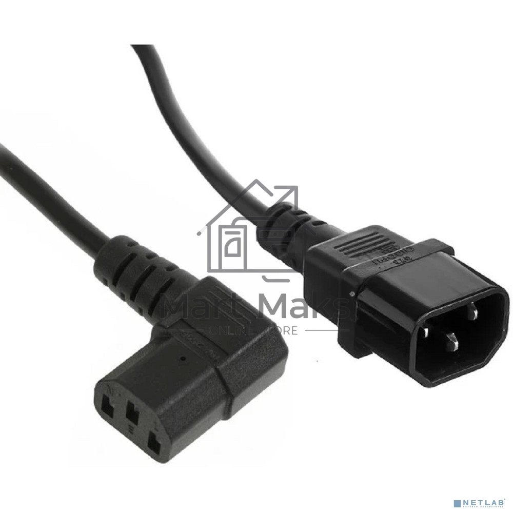Кабель питания ExeGate Power EC-1P (C13 угловой->C14, VDE-250V-3*0.75мм2, медь, черный, 10A, 1м)