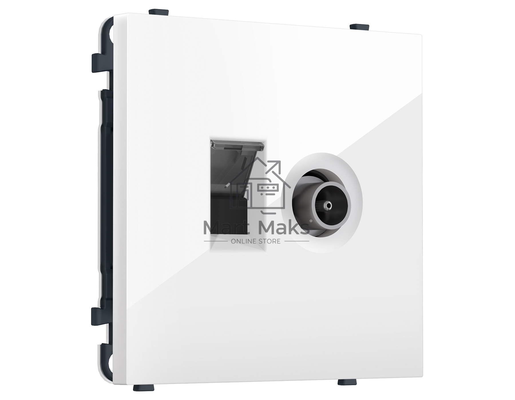 MS112510 Комплект механизма розетки компьютерной + TV оконечной SIGMA Белый глянец RJ-45 (8P8C) CAT6/50-870MHz 1dB с/ш QUANT PRO (SP1125, PR195)