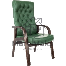 Кресло Бюрократ T-9928WALNUT-CF зеленый, кожа
