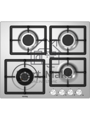 Встраиваемая газовая панель Korting HG 697 CTX / 60x51 см, 4 высокоэффективные конфорки, WOK- сверхмощная конфорка с тройным рядом пламени, автоматический электроподжиг, газ-контроль каждой конфорки, передние металлические переключатели, утопленные чугунн