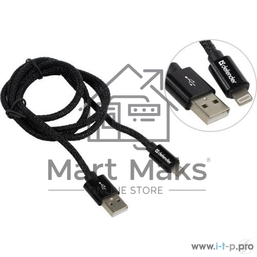 Кабель LIGHTNING TO USB2 1M черный ACH01-03T 87808 Defender