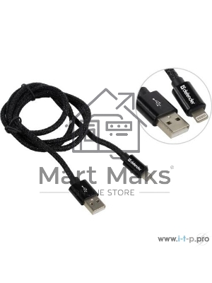 Кабель Defender LIGHTNING TO USB2 1M черный ACH01-03T
