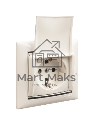 Розетка Valena с заземлением с крышкой (белая)