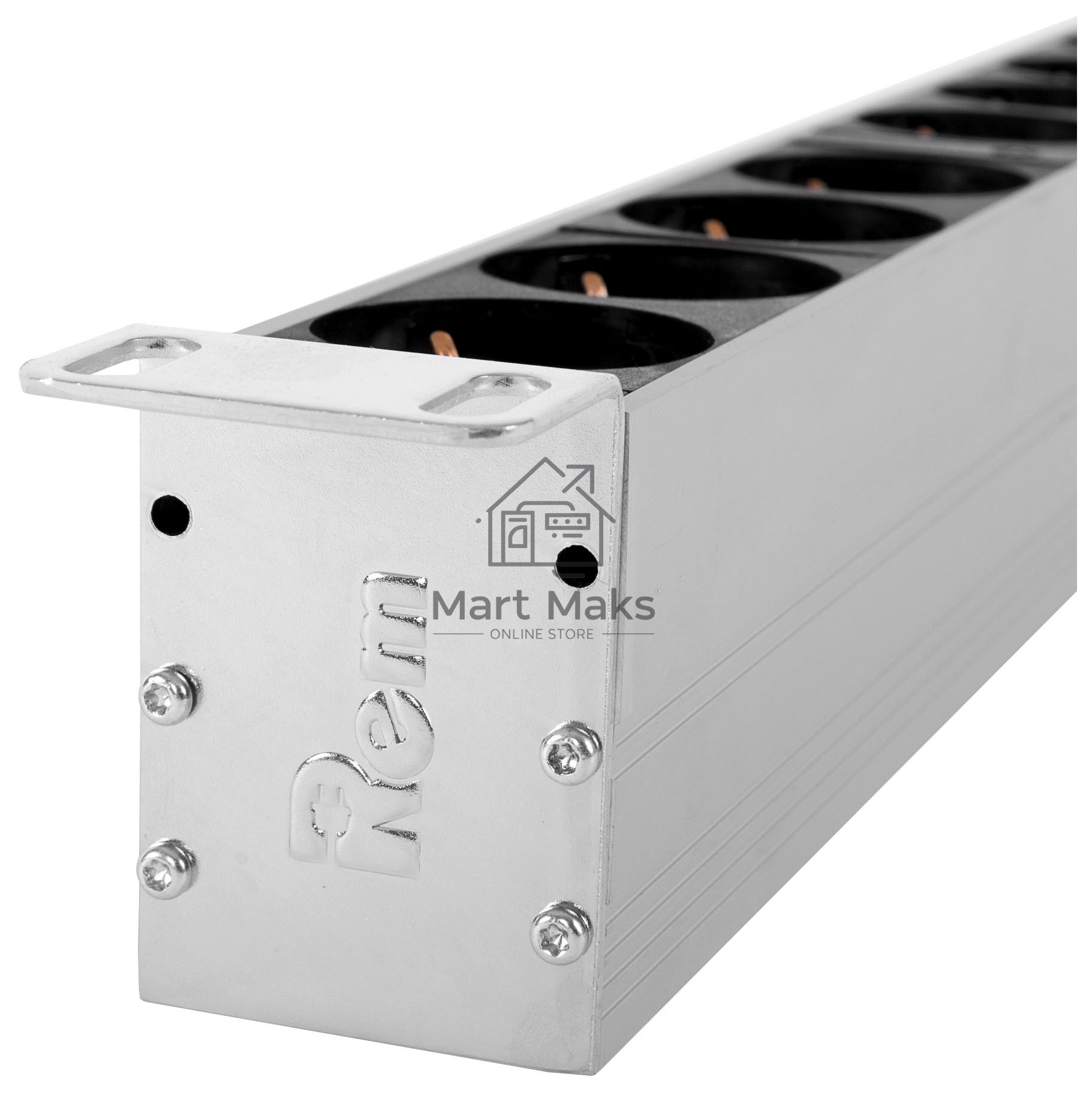 Блок силовых розеток Rem Rem-32, Shuko х 16, IEC 60320 С19 х 8, вход колодка, 1463х45х45 мм (ВхШхГ), 32А, автомат + амперметр, черный, без шнура