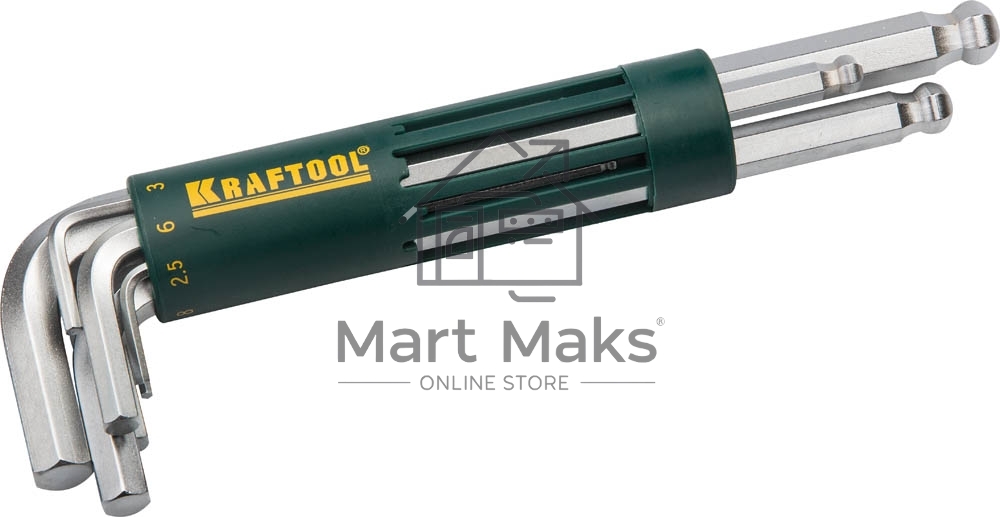 Набор KRAFTOOL EXPERT 27431-2_z01длинные с шариком.держатель-рукоятка.HEX 2-10мм.8 пред