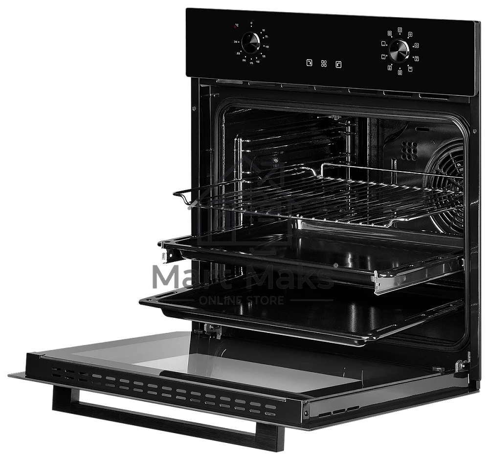 Встраиваемый электрический духовой шкаф MONSHER MOE 6092 Noir, 9 режимов: Традиционный нагрев, Макси-Гриль, Макси-Гриль с конвекцией, Нижний нагрев, Разморозка, Традиционный нагрев с конвекцией, Режим подсветка, Конвекция, Режим пицца, утапливаемые поворо