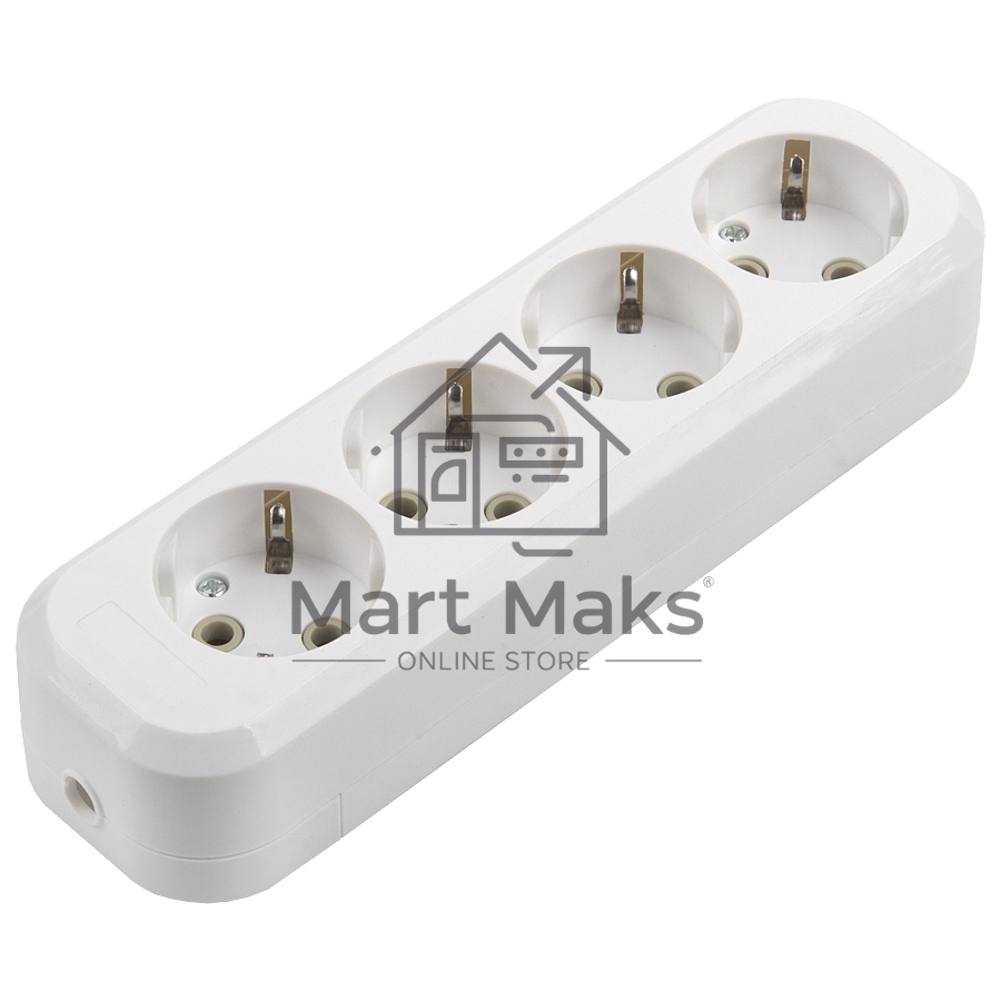 Розеточная колодка GSB-16-4-G-IP20 Easy, 16А, 4 места, с заземлением, без выключателя, IP20
