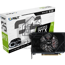 Видеокарта Palit GeForce RTX 3050 StormX OC, 6 GB GDDR6, 96 bit, 1xDisplayPort, HDMI, DVI-D, GPU 1492 MHz