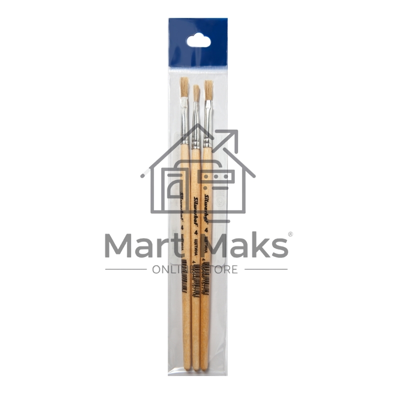Кисть оформительская Silwerhof 983049 щетина, плоская, №4, ПЛАСТИЛИНОВАЯ КОЛЛЕКЦИЯ, деревянная, лакированная ручка