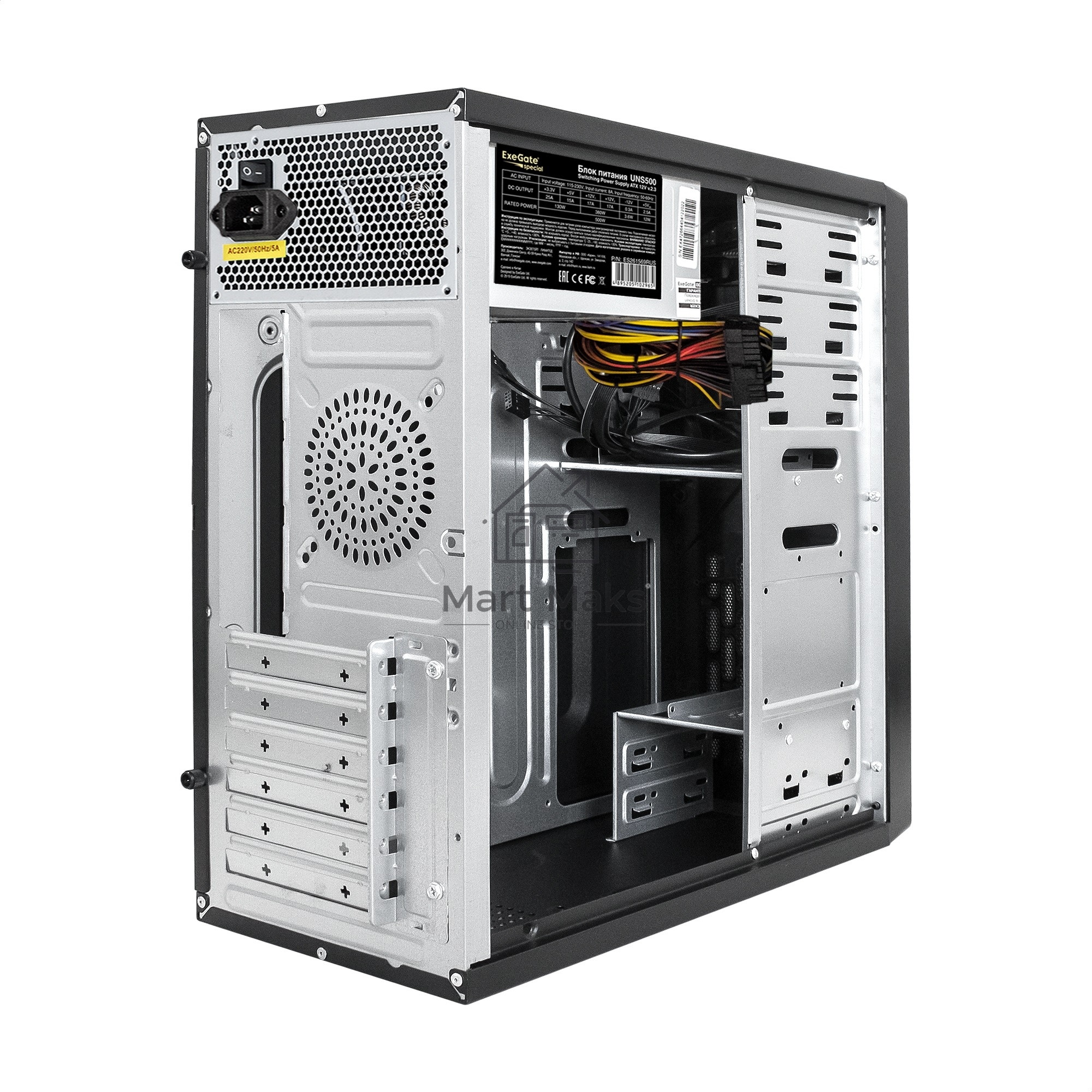 Компьютерный корпус Miditower ExeGate CP-606U-UNS500 (ATX, БП UNS500 с вент. 12см, 1*USB/1*USB 3.0, аудио)