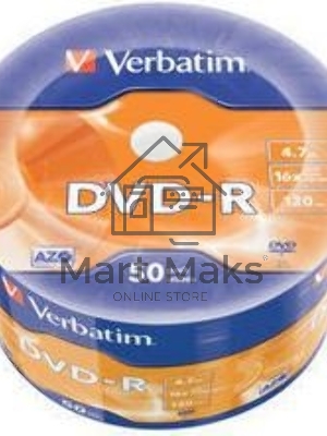 Диск DVD-R Verbatim 4.7Gb 16x Cake Box (50шт) (43788)