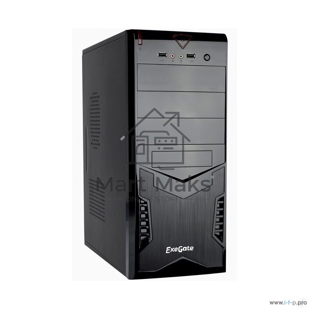 Компьютерный корпус Miditower Exegate CP-601 Black, ATX, <CP450W, 80mm>, 2*USB, Audio