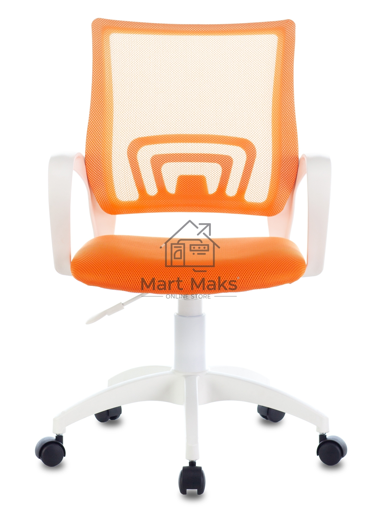 Кресло компьютерное Бюрократ CH-W695NLT TW-38-3 TW-96-1 оранжевый, сетка/ткань, крестовина пластик, пластик белый