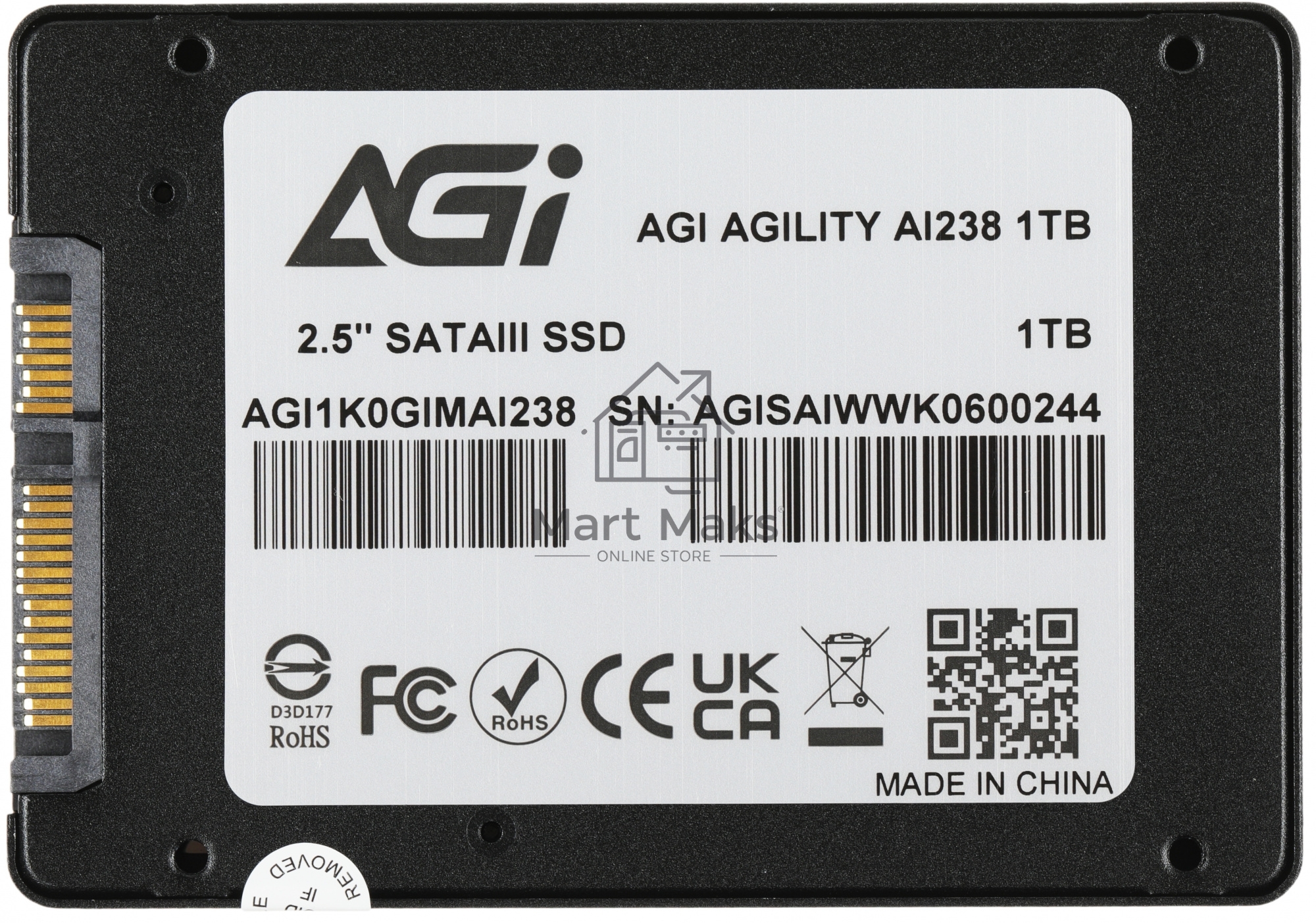 Накопитель SSD AGI AI238, 1Tb, SATA III, 2.5