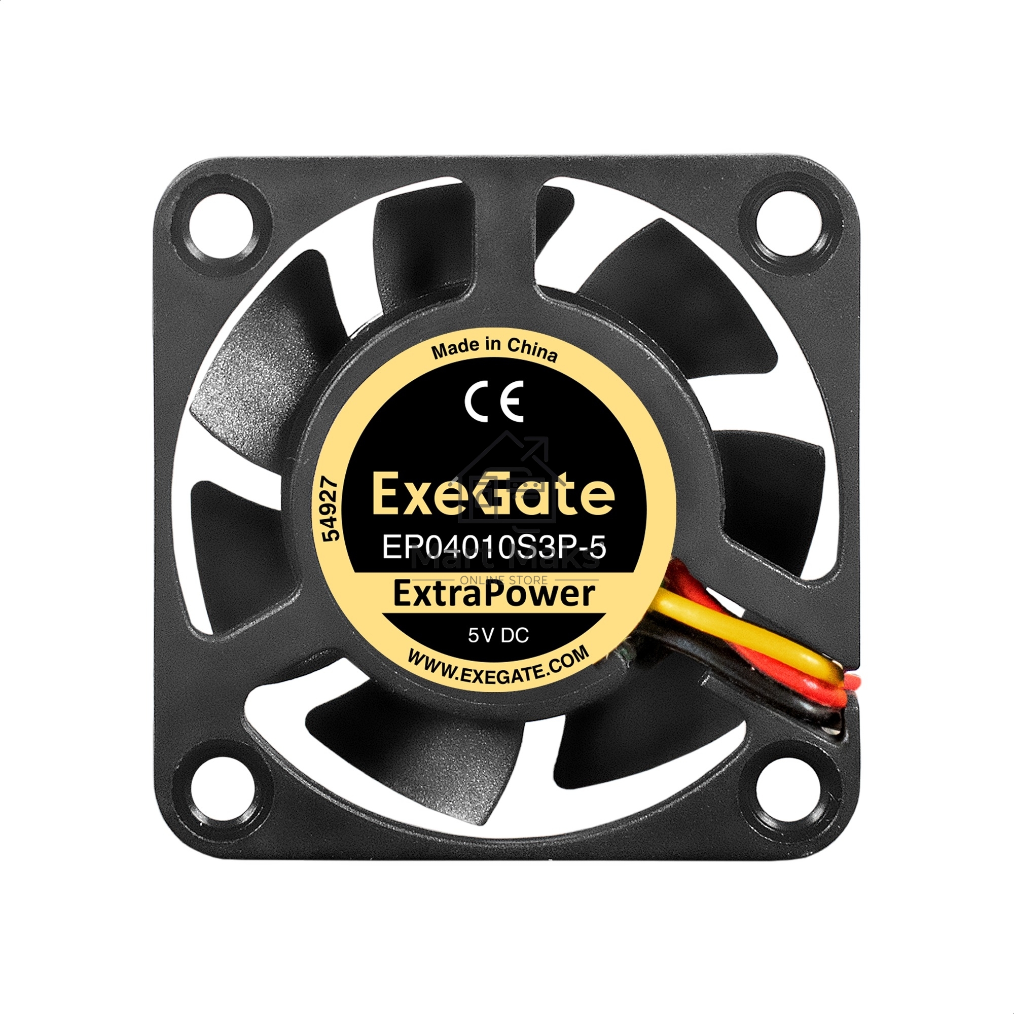 Вентилятор для корпуса ExeGate ExtraPower EP04010S3P-5 черный, 40 мм, 7500 об/мин, 35 дБ, 3 pin